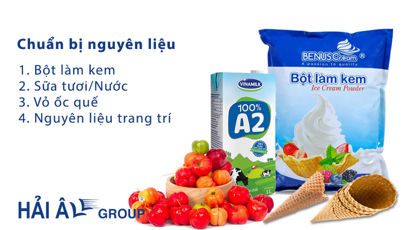 Chuẩn bị nguyên liệu làm kem tươi Chuẩn bị nguyên liệu làm kem tươi