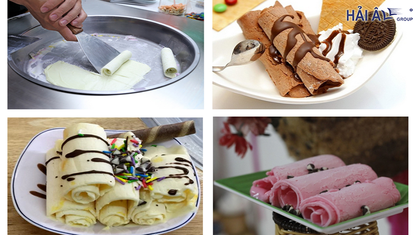 Làm kem cuộn còn được xem là một nghệ thuật biểu diễn cần sự khéo léo của người làm Làm kem cuộn