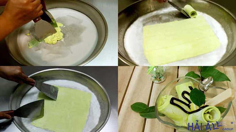 Làm kem cuộn thái lan