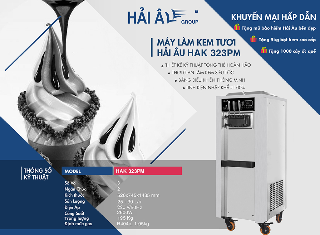 brochure model máy làm kem HAK 323PM