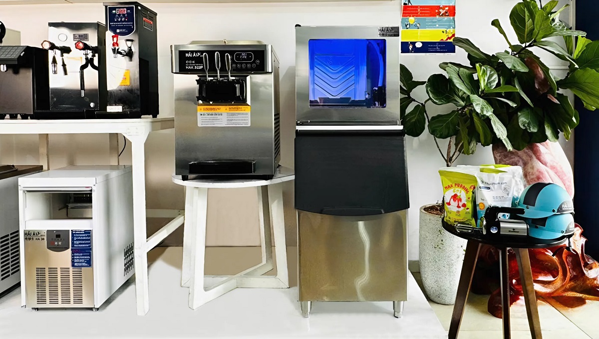 Máy làm đá viên, kem tươi combo tiết kiệm của Hải Âu Group